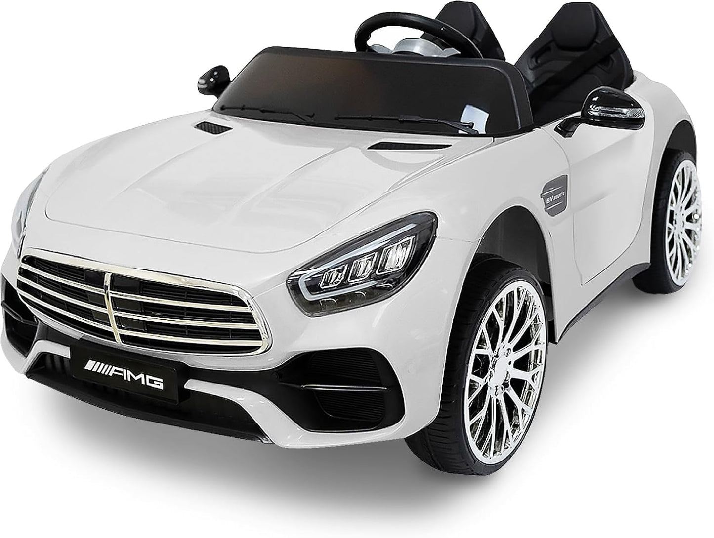 12V Ride On Car for Kids, Electric Car with Remote Control, Bluetooth Music Player for 3-8 Year Old, White