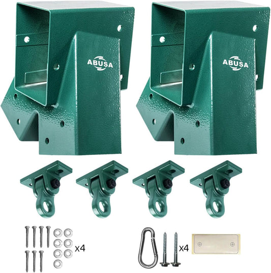 Heavy Duty Swing Sets Brackets Including 2 Green A-Frame Swing Set Brackets and 4 Swing Hangers for Playground Equipment Mounting Parts Hardware Included (Light Green)
