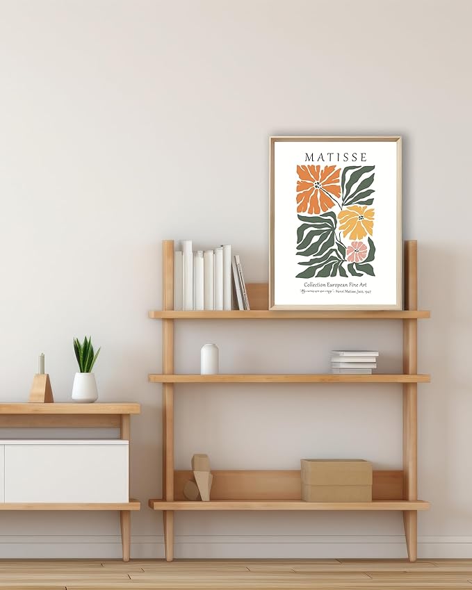UPWOIGH Framed Canvas Wall Art, Matisse Flower Market Botanical Set of 3, 12"x16" Aesthetic for Living Room & Bedroom Decor