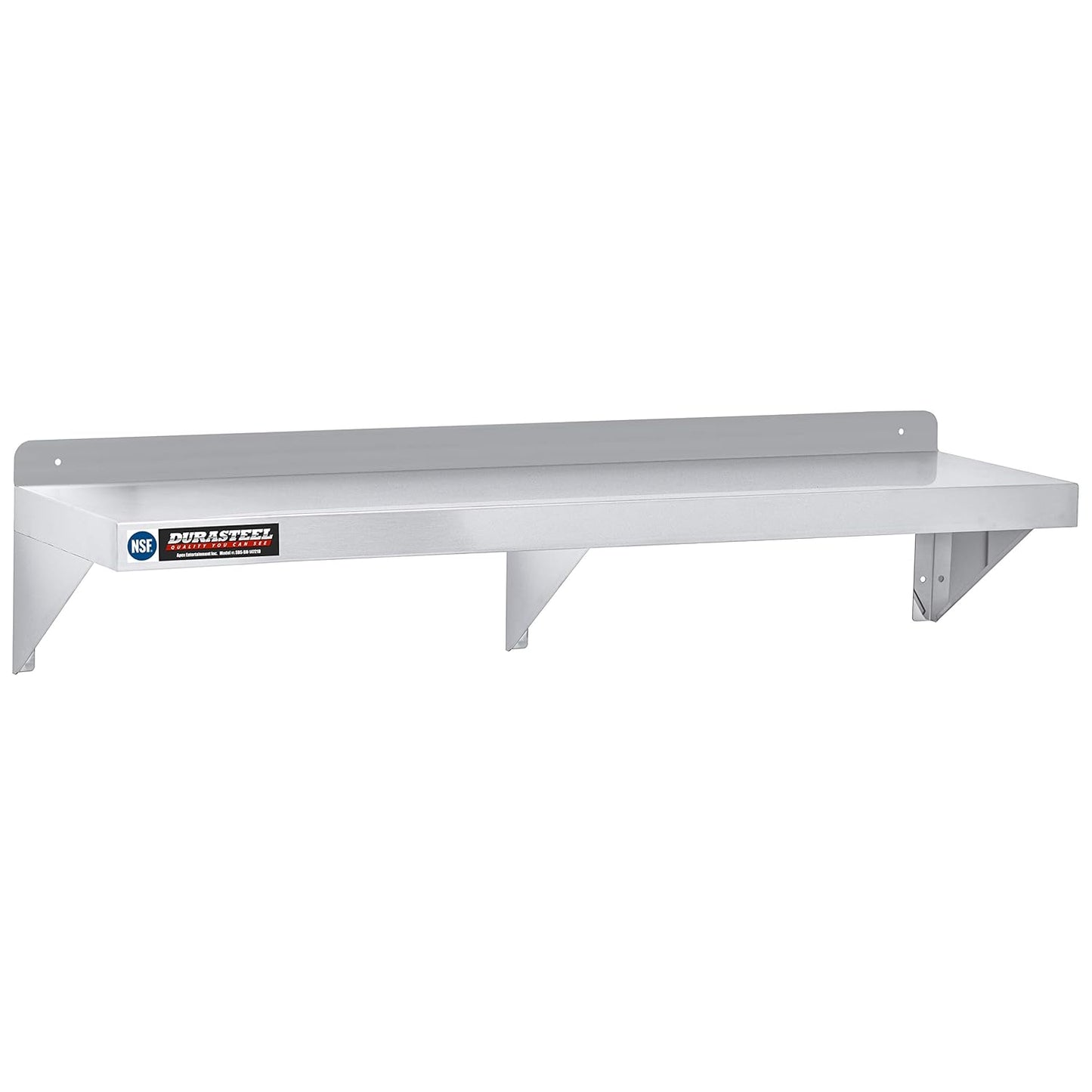 DuraSteel Heavy Duty Wall Mount Shelf - 72" Wide x 14" Deep Classic Stainless Steel Wall Floating Shelves - NSF Metal Storage Wall Shelves - For Commercial Kitchen, Laundry Room, Garage, Food Truck