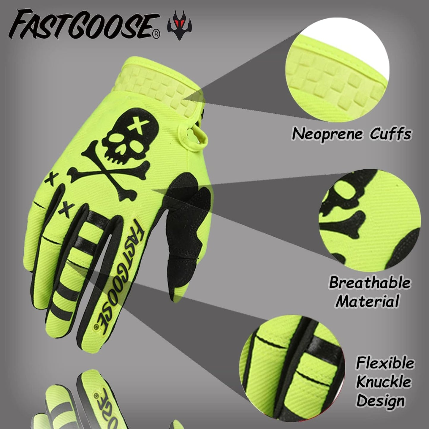 Dirt Bike Motorcycle Gloves - Motocross, Motorbike & ATV Off Road Racing Sports Cycling Gloves