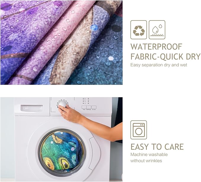 Vimorco Oil Painting Peacock Shower Curtain, Beautiful Peacock Shower Curtains for Bathroom, Waterproof Quick-Dry Polyester Fabric Shower Curtain, Art Peacock Bath Curtain Bathroom Decor, 12 Hooks