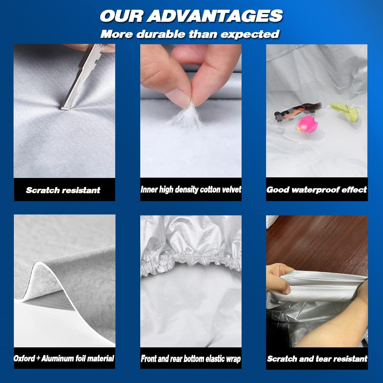 TUCAREST 6 Layers Full Car Cover for SUV- Waterproof, Insulated, Anti-UV, Snow-Proof, Hail-Resistant, Anti-Wind, All-Weather, Thickened Protection, up to 208 in