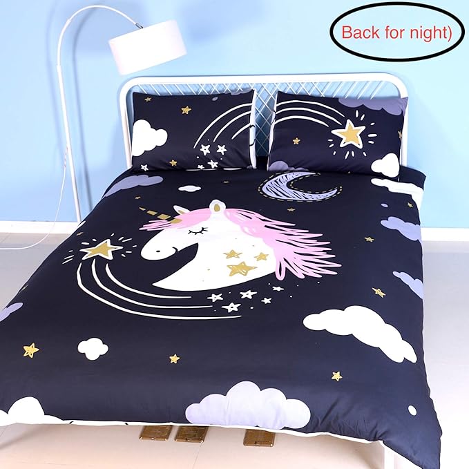 Unicorn Comforter Set Twin Unicorn Bedding Set for Girls Boys Kids Double Side Quilt Set - Includes 1 Comforter, 2 Shams