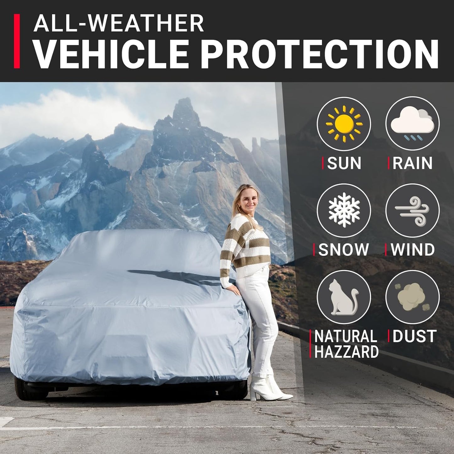 iCarCover Premium Car Cover for 1977-1986 Pontiac Parisienne Wagon Heavy Duty Waterproof All-Weather Automobiles Custom Fit Indoor Outdoor UV Snow Protection Covers with Straps and Bag