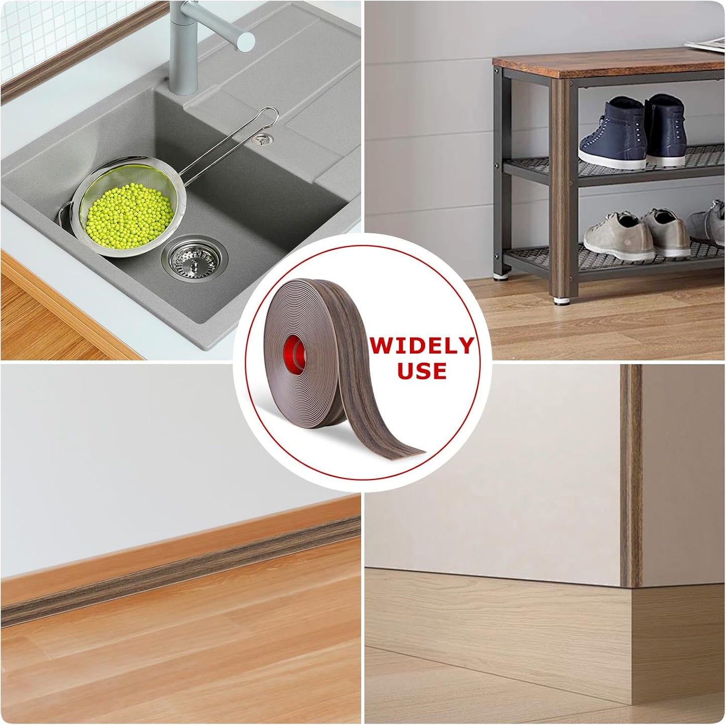 Flexible Wall Corner Protector Moulding Trim Peel and Stick Wall Corner Guards Edge Protector Self Adhesive Molding Trim Strip for Edge Ceiling (Smoked Brown Wood Grain, 1.6 in x 20 Ft)