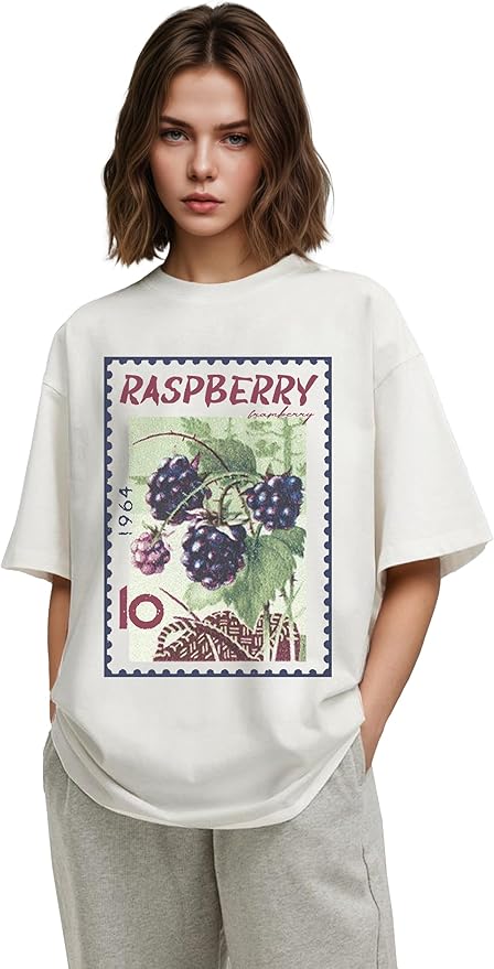 Y2k Graphic Print Tees Vintage Stamp Tee Coastal Clothes Oversized Aesthetic Tops Cute Tshirt
