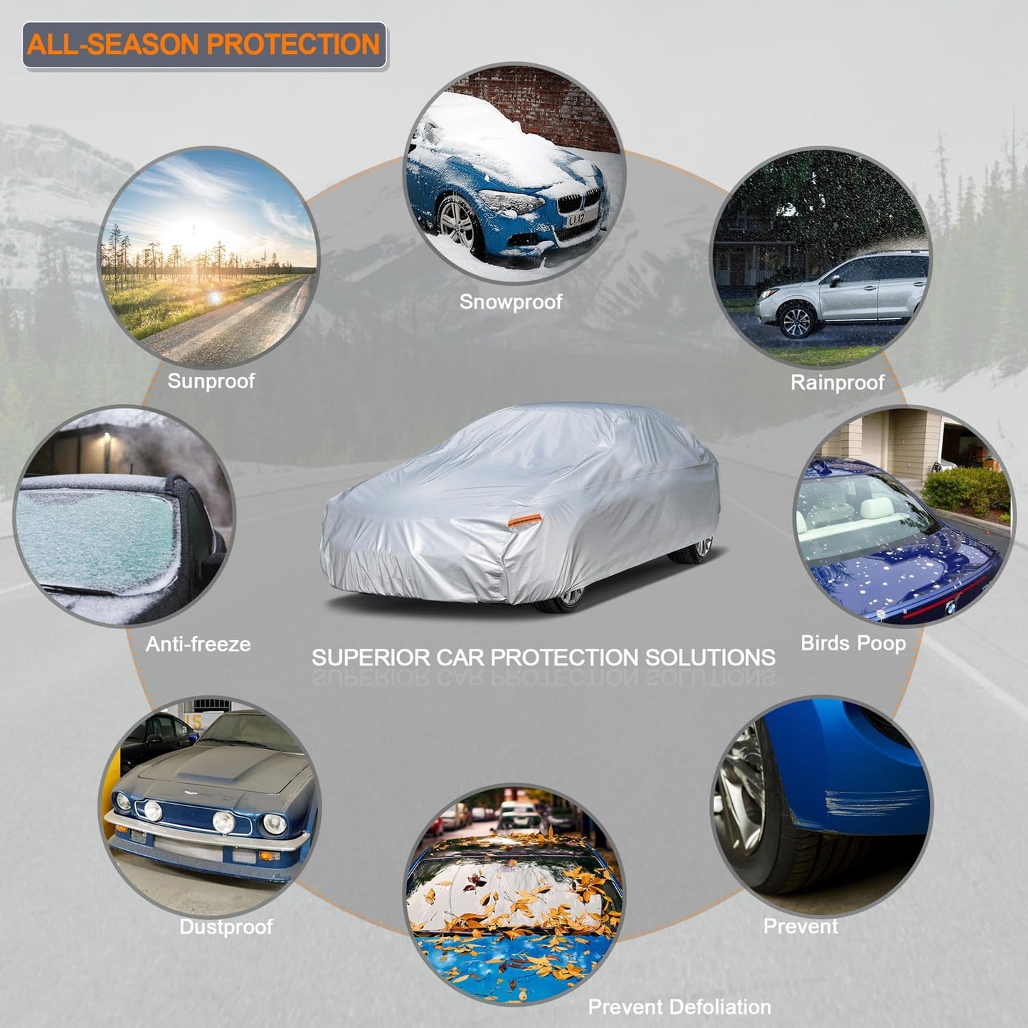 Kayme Car Cover Waterproof All Weather for Automobiles, Universal Fit for Sedan/Sports/Coupe Car Fit Mazda Miata MX5, Honda S2000.(up to 165 inch)