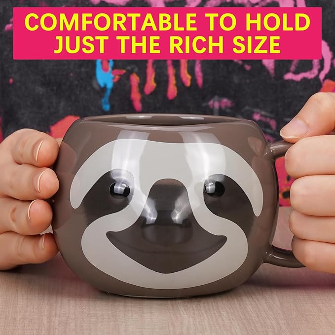 Sloth Mug 16 oz Ceramic Coffee Mug 3D Porcelain Tea Mug for Women Kawaii Cup Sloth Gifts for Women Christmas Gifts Housewarming Holiday Birthday Gifts for Women Men Mom Kids and Friend