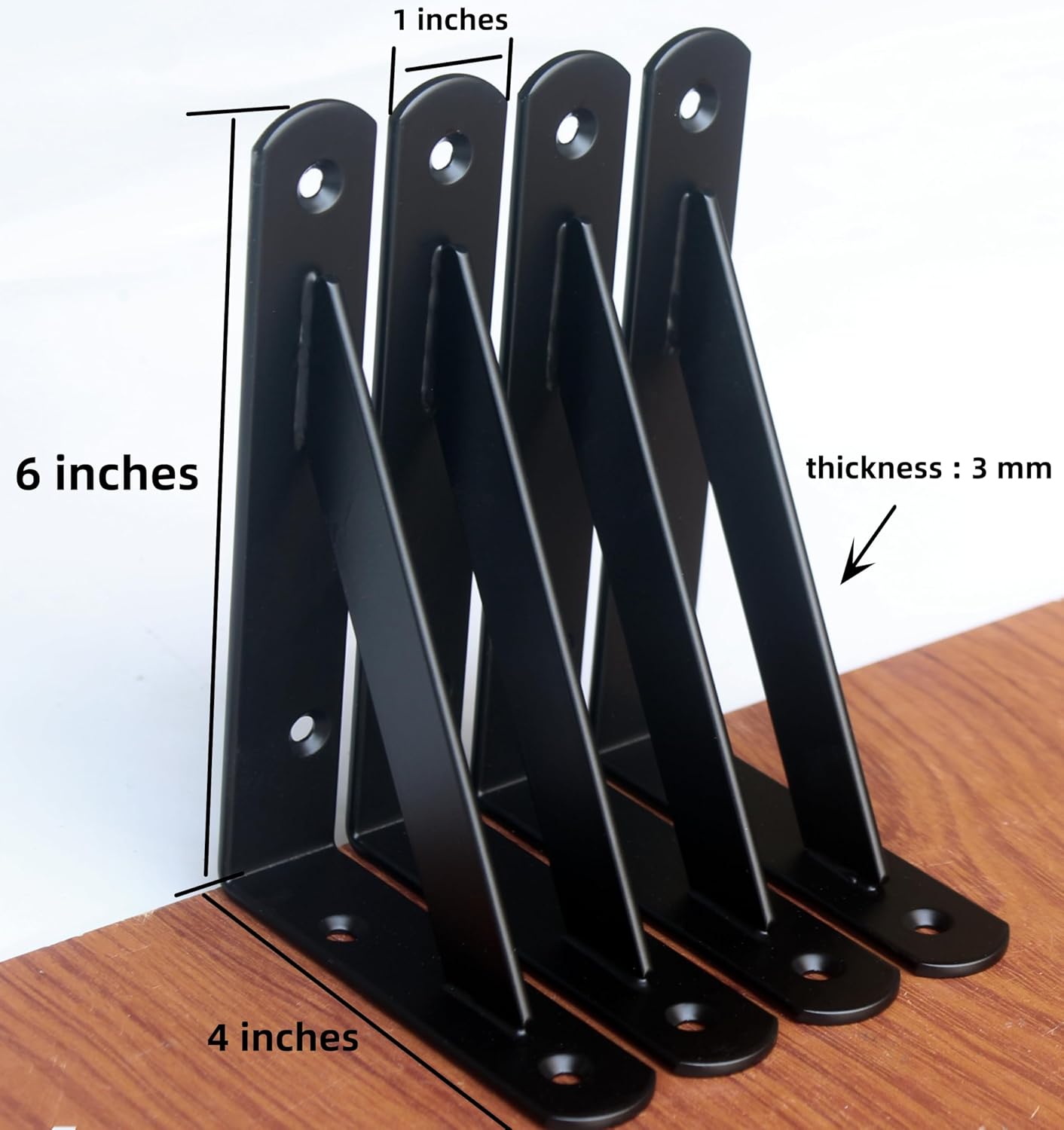 12 Pack L6 x H 4" Black Heavy Duty Shelf Brackets with Screws Metal Shelf Brackets Shelf Support Angle Brackets for Shelves L Brackets Heavy Duty Floating Shelf