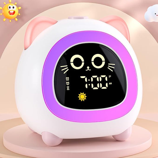 winshine Alarm Clock for Kids, OK to Wake Clock, Kids Alarm Clock with Night Light, Stay in Bed Clock Sleep Training, Nap Timer Cute Kids Room Decor, Gift Ideas for Kids Toddler Boy Girl (Pink)