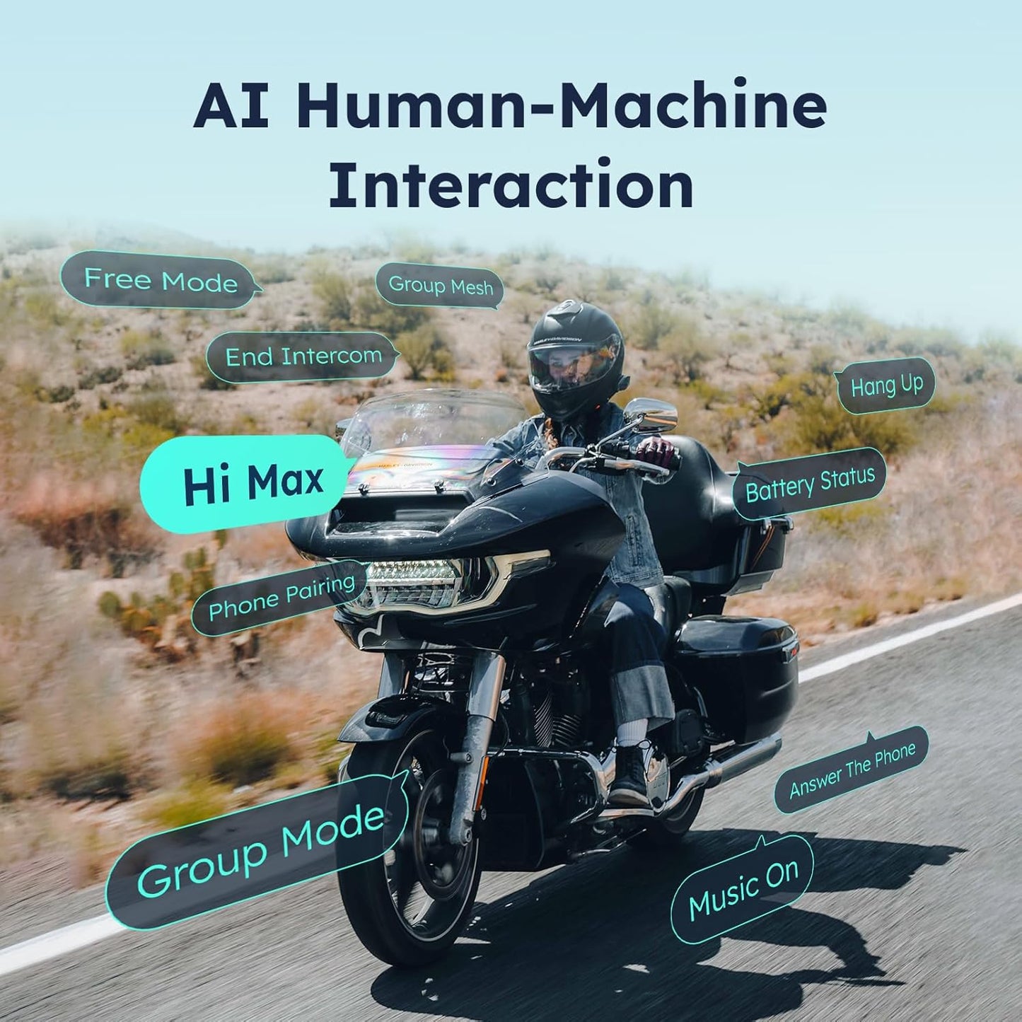 F1 3-Mode Motorcycle Helmet Intercom for 10 Riders, Offline Voice Control Motorcycle Bluetooth Headset with Hi-Fi Speaker, Multitasking & Mesh Helmet Communication Systems, Fast Charging, 1 Pack