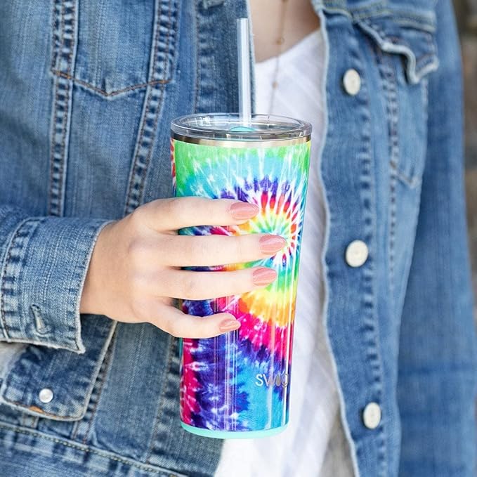 Swig Life 22oz Insulated Tumbler, Travel Coffee Tumbler with Lid, Cup Holder Friendly Travel Coffee Mug, Stainless Steel Thermos (Cool Cat)