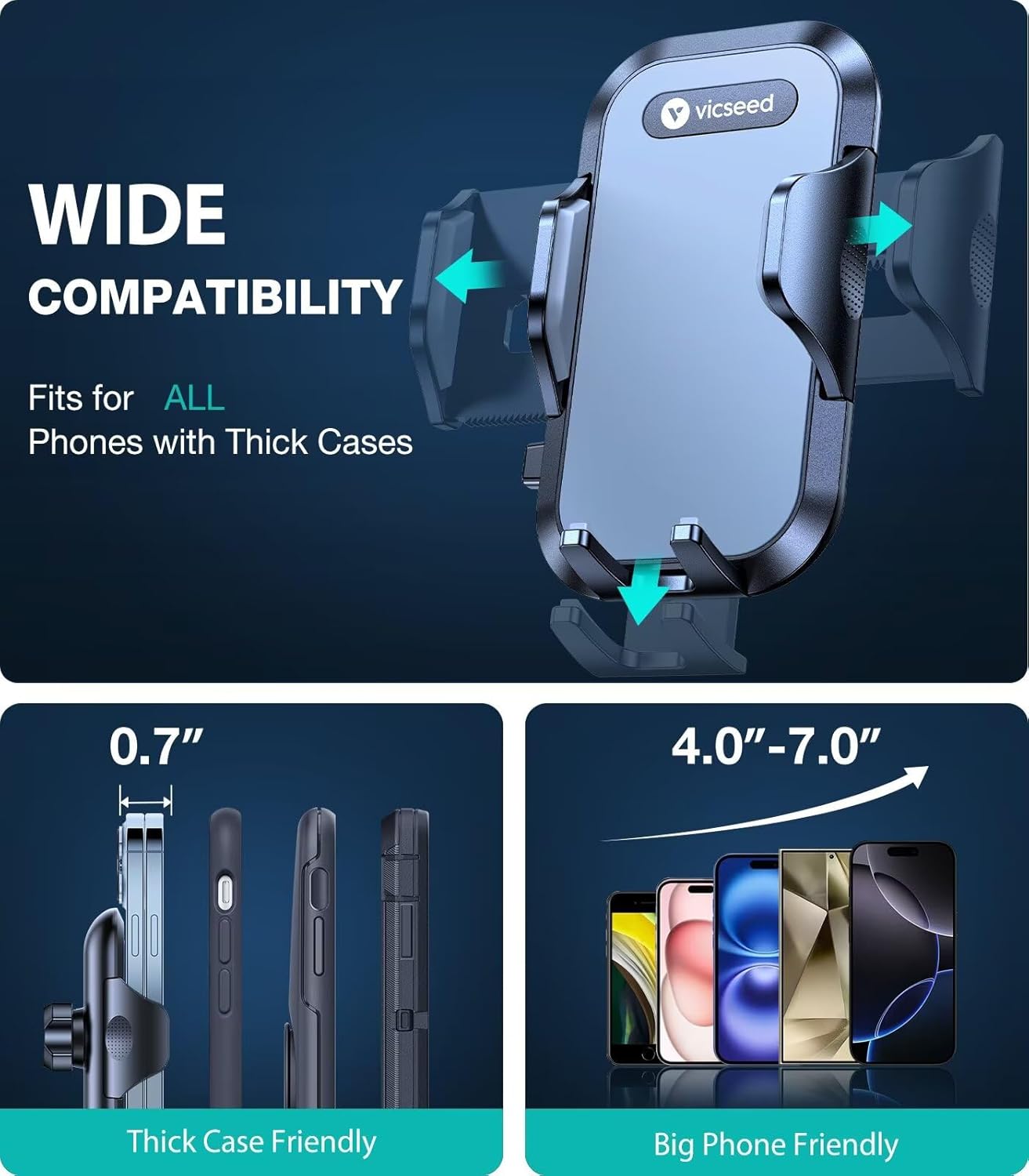 VICSEED [No.1 Powerful Suction] [Rally Racing-Grade Stability] Phone Holders for Your Car 2025 Upgraded Car Phone Holder Mount Truck Stand for Dashboard Windshield Vent for iPhone Samsung All Phones