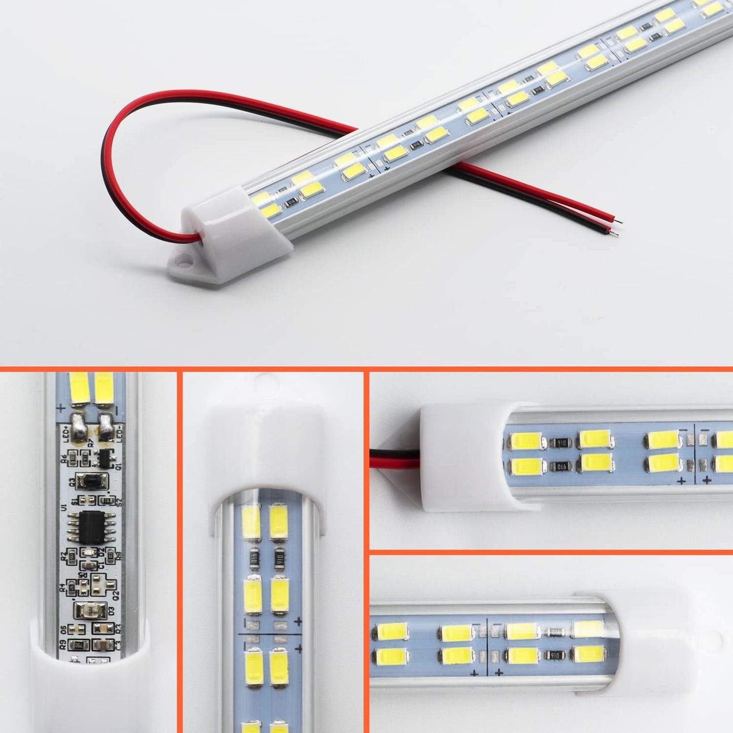 12V Interior LED Light Bar for Car,12V LED Light Strip 54 LEDs Lighting Super Bright 7000K White Color DIY Cabinet LED Light Strip for Car,Trailer,Motorhome,Van,RV,Truck Bed Lights(4 Pack)