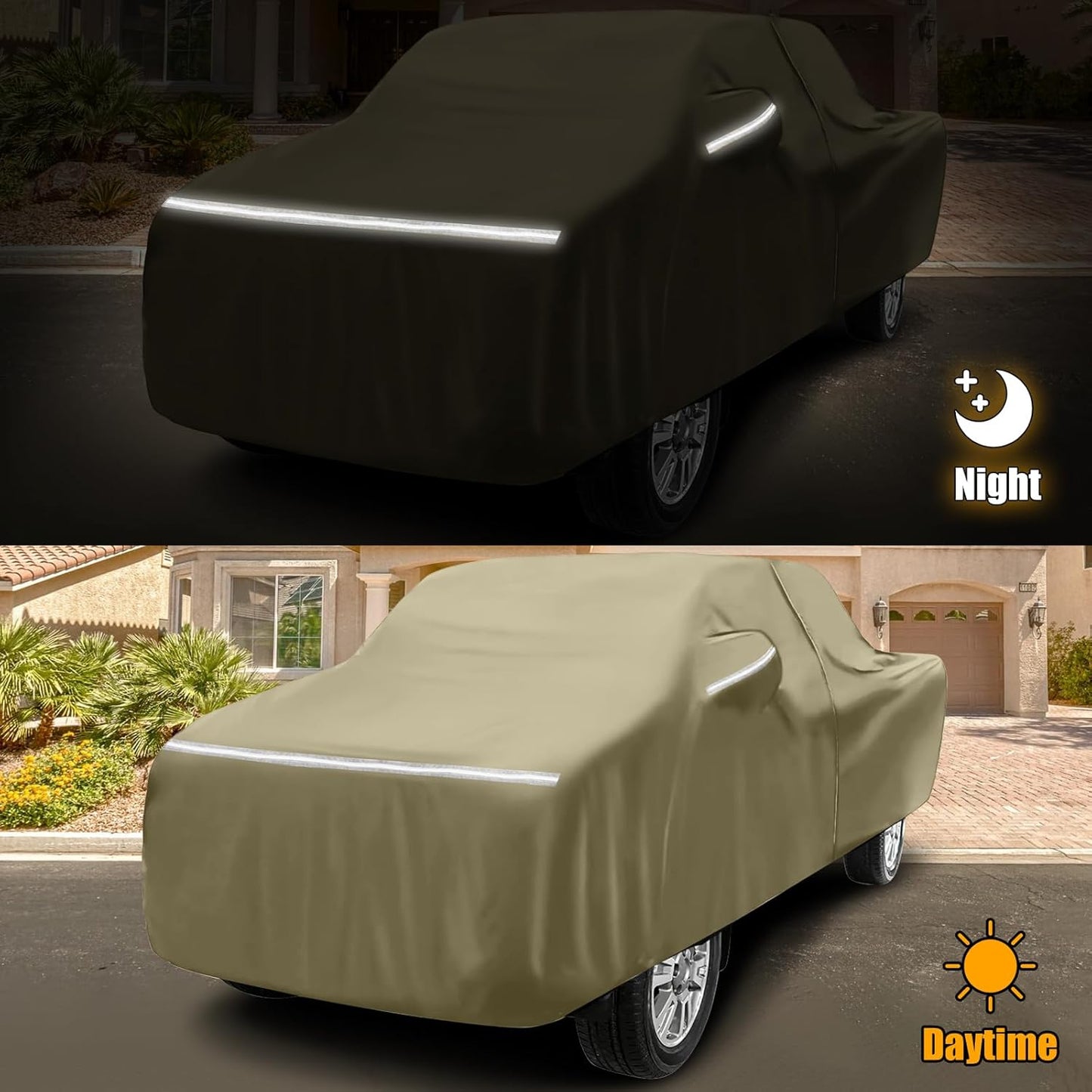 Waterproof Truck Covers Replace for 2005-2025 Toyota Tacoma CrewCab 6ft, Multilayer Heavy Duty with Cotton Liner All Weather Car Cover with Zipper Door, Windproof Bands for Snow Rain Protection