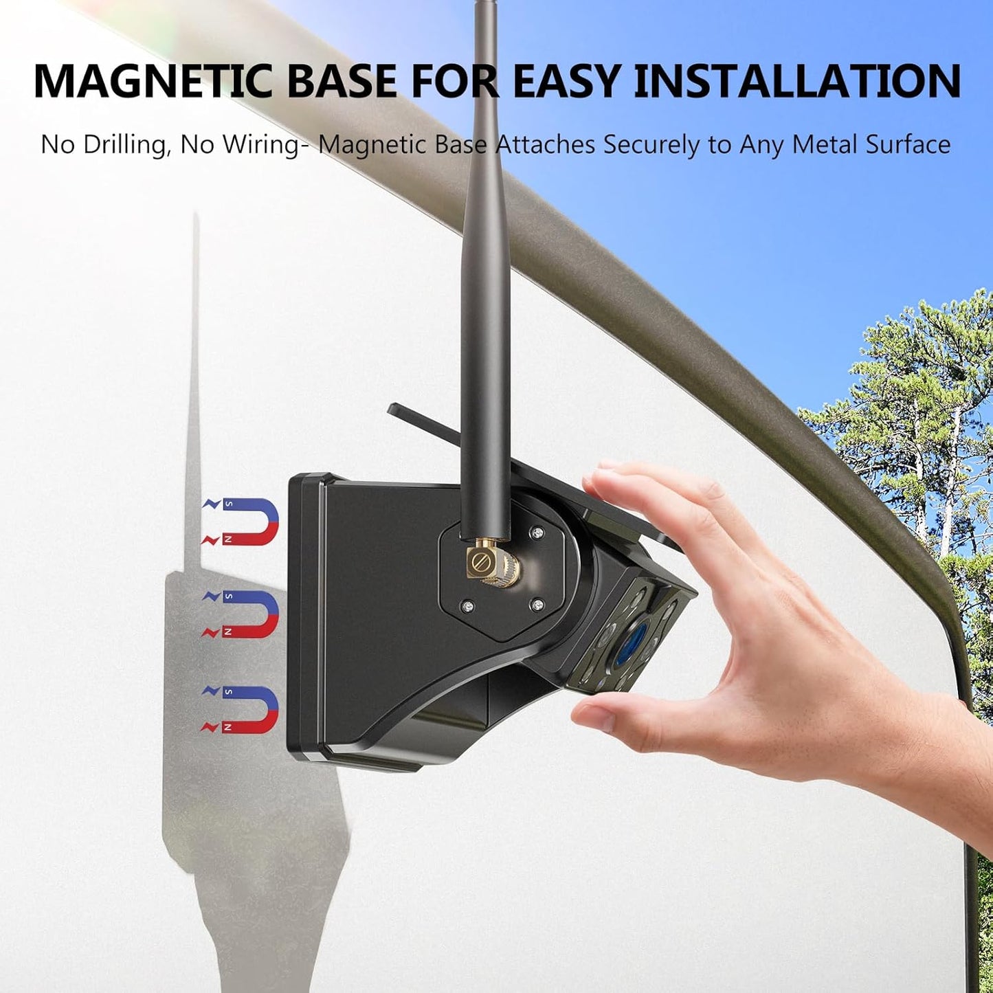 Magnetic Solar Wireless RV Backup Camera, 1080P 7" Touchscreen IPS Monitor & 2 Auto On Off Rear View Cameras, 1 Min Setup Night Vision Recording Guidelines, Back up Camera for Trailer Truck M7 2