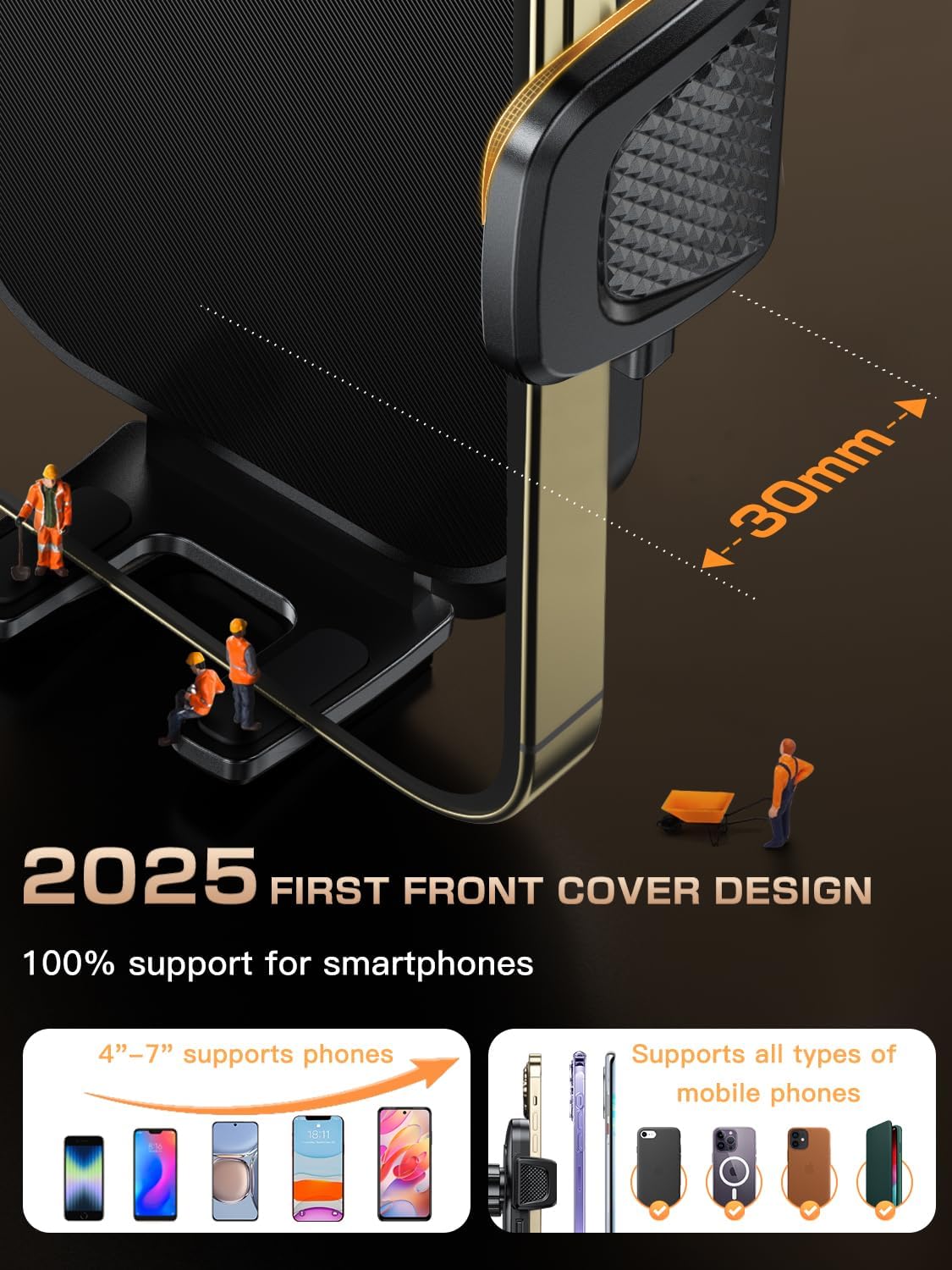 Topmake Car Phone Holder Mount,【2025 Upgrade】 3-in-1 Cell Phone Holder for Car, Dashboard Windshield, Suction Cup Hands-Free Car Phone Stand, Automobile Cradles Universal,Black