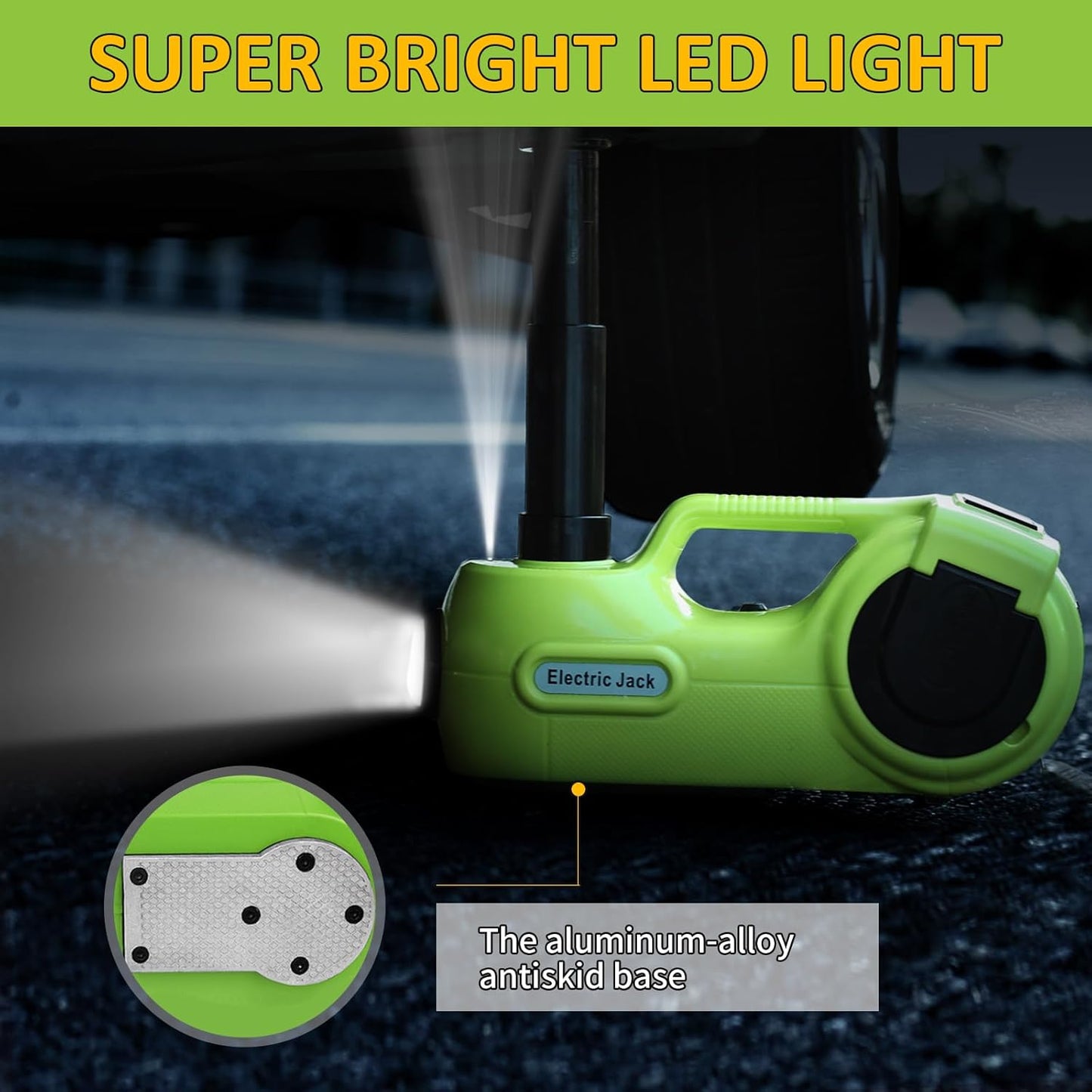 Electric Car Jack Kit 5Ton 12V Car Jack Hydraulic (Lifting Range: 6.1-20.86 inch) with Impact Wrench & Inflator for SUV MPV Sedan Truck with LCD Tire Pressure Display