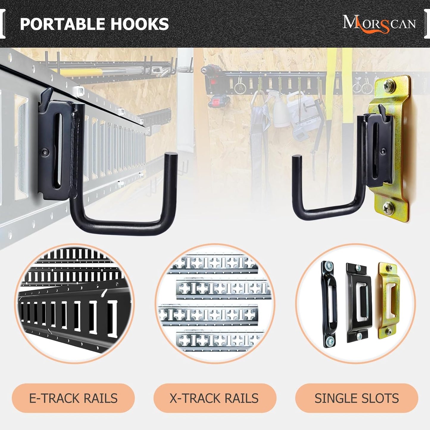 10 Pack 2" E Track J Hooks Heavy Duty Black Steel E-Track Tie Down Accessories for Box Truck, Enclosed Trailer, Garage, Vans, Warehouse, Workshop