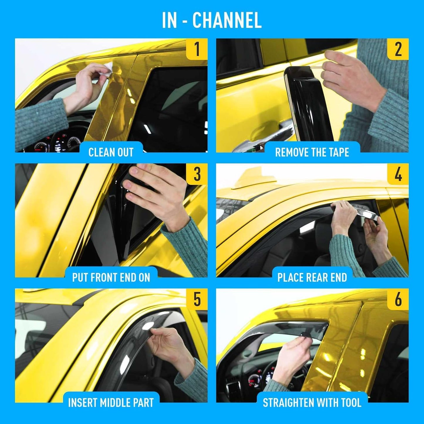 Extra Durable Window Deflectors in-Channel Visors Rain Guards Fit for Chevrolet (Chevy) Express Van 1996-2025, Sun Visors, Wind Vent for Shades, Exterior Car Accessories - 2pcs. AG0420