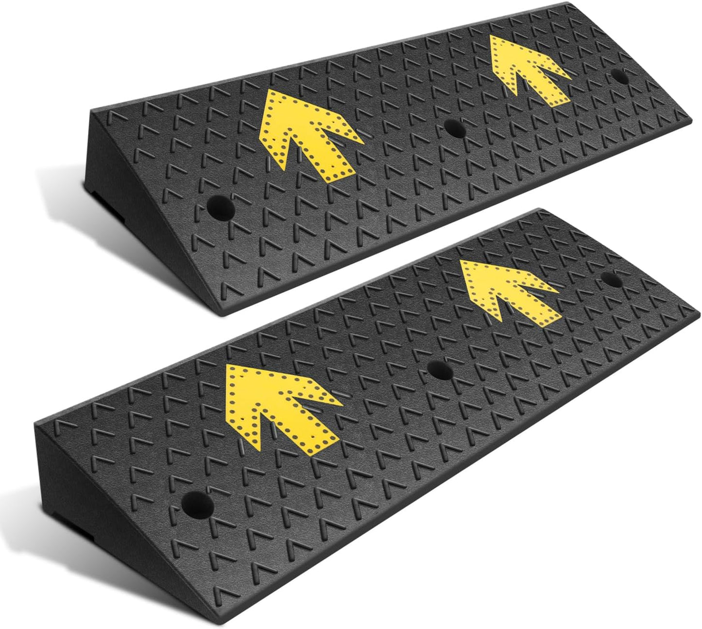DNA MOTORING 2pcs 4.5" Rise Rubber Arrow Curb Ramp Heavy Duty Loading Threshold Ramp 37.4 in L x 11.8 in W x 4.5 in H for Loading Dock, Warehouse, Wheelchair, Motorcycles, Cars, TOOLS-00650