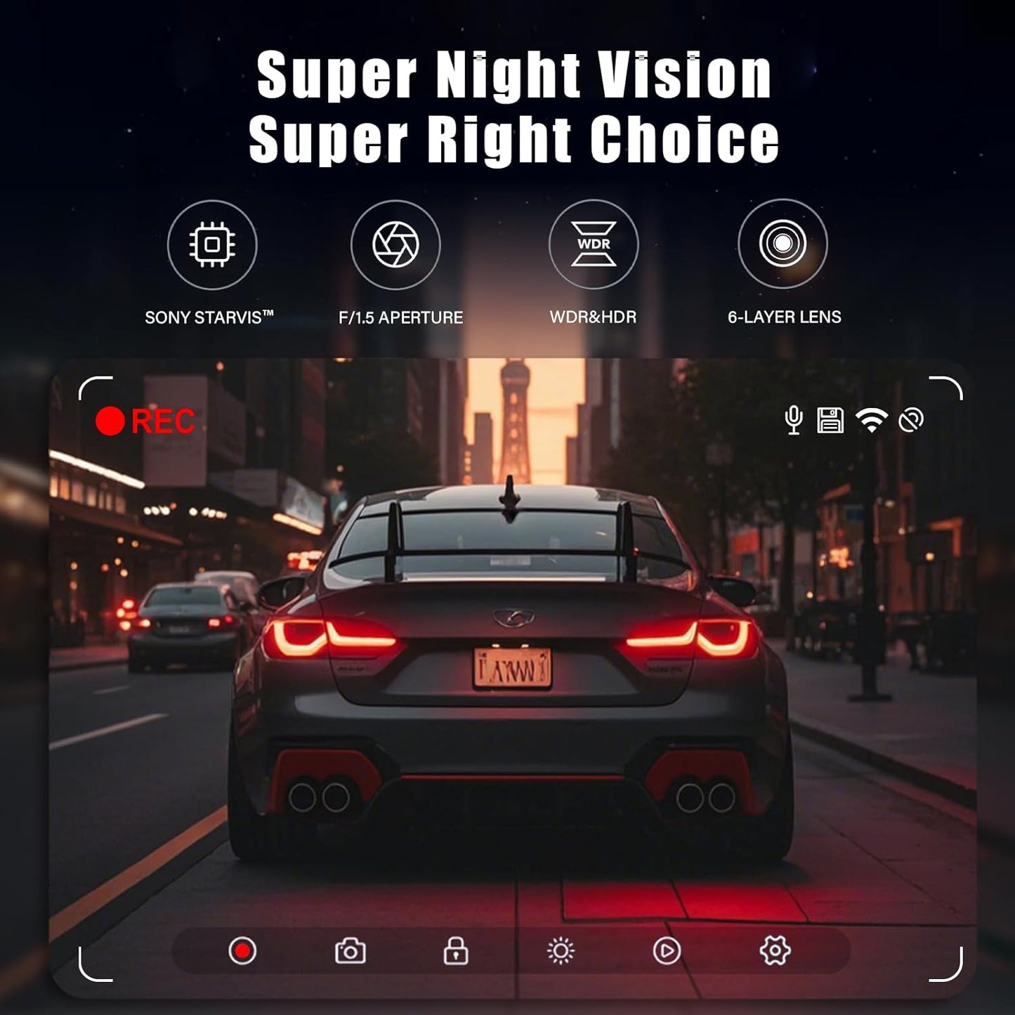 K03 On-Dash Cameras - Front and Rear Dash Cam for Cars, 4K Dual DashCam, Wireless Dash Camera with HDR Night Vision, GPS, Voice Control, Remote Live View - Best Rated Car Camera 2024