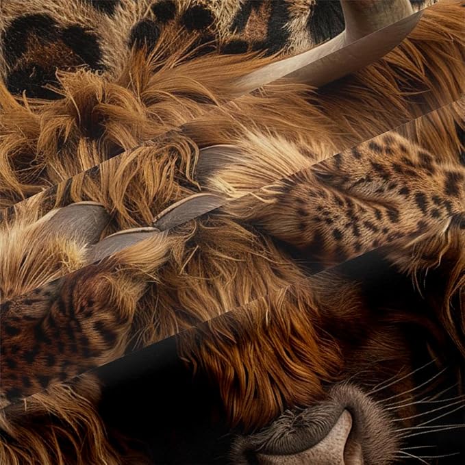 Western Highland Cow Bedding Queen Size Wild Animal Comforter Set for Kids Teens Boys Cute Highland Cattle Comforter Brown Leopard Print Comforter Sets with 2 Pillowcases