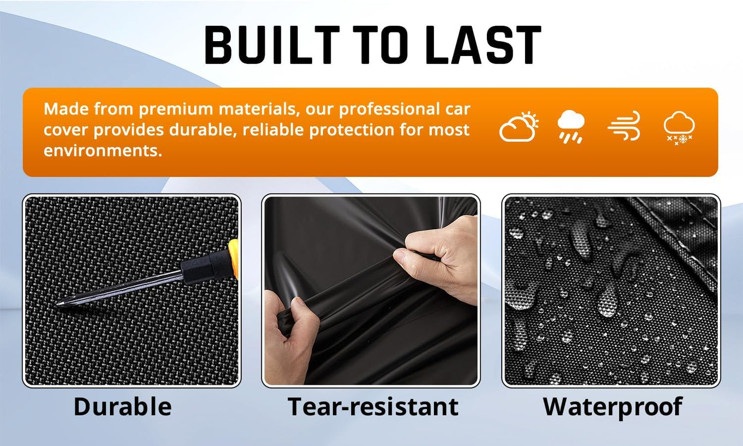 Dodge Durango Car Cover Waterproof All Weather with Silver Strip Design, Custom Fit for Dodge Durango 2005–2025, Durango Accessory with Door Zipper & Windproof Straps