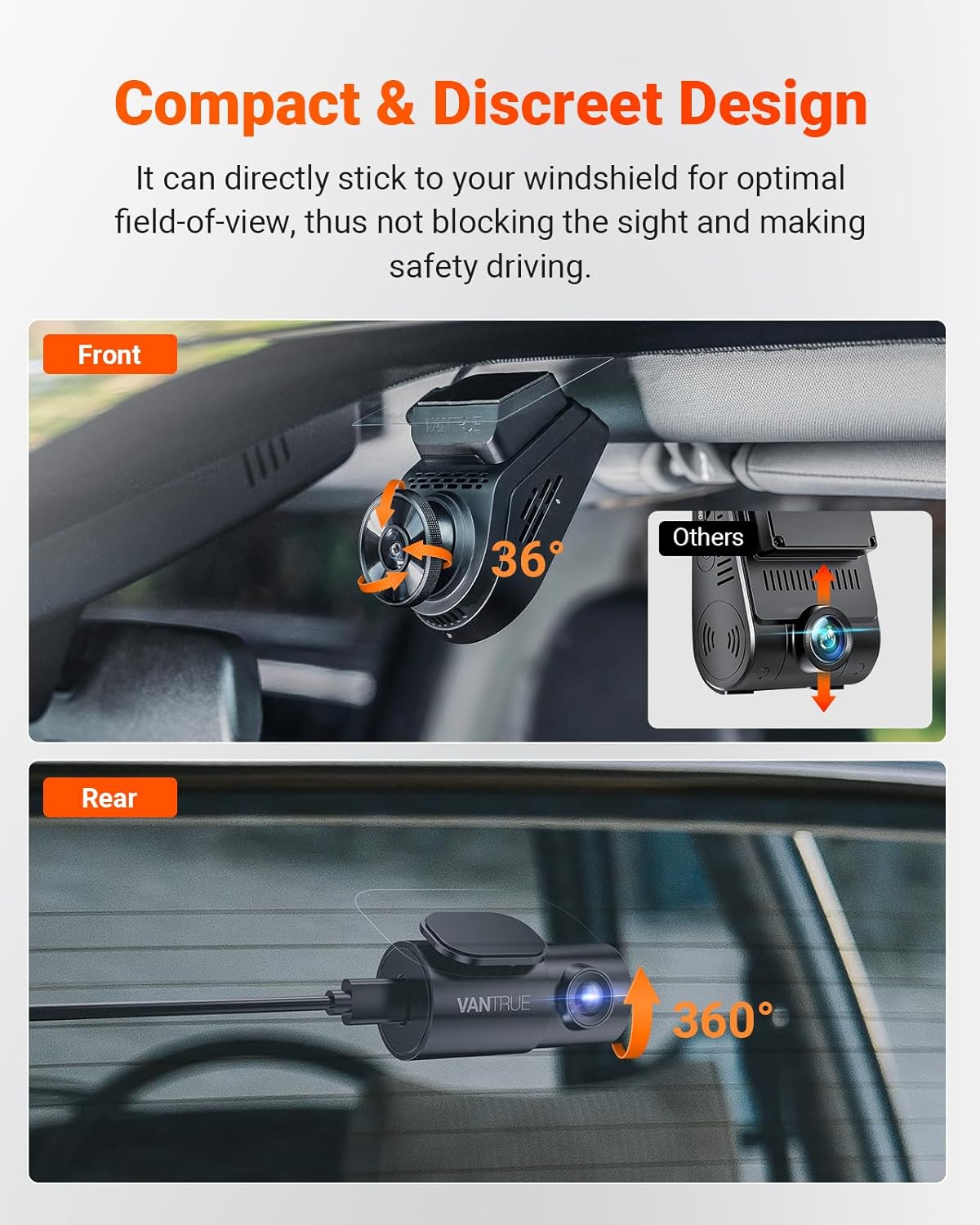 Vantrue S1 Pro Dual 1440P Dash Cam Front and Rear, Dash Camera w/2.7K, STARVIS 2, HDR Night Vision, 5G WiFi, 60FPS, Optional Remote Live View, GPS, Voice Control,24/7 Parking Mode, Support 512GB Max