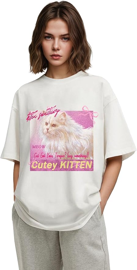 Y2k Graphic Print Tees Vintage Stamp Tee Coastal Clothes Oversized Aesthetic Tops Cute Tshirt
