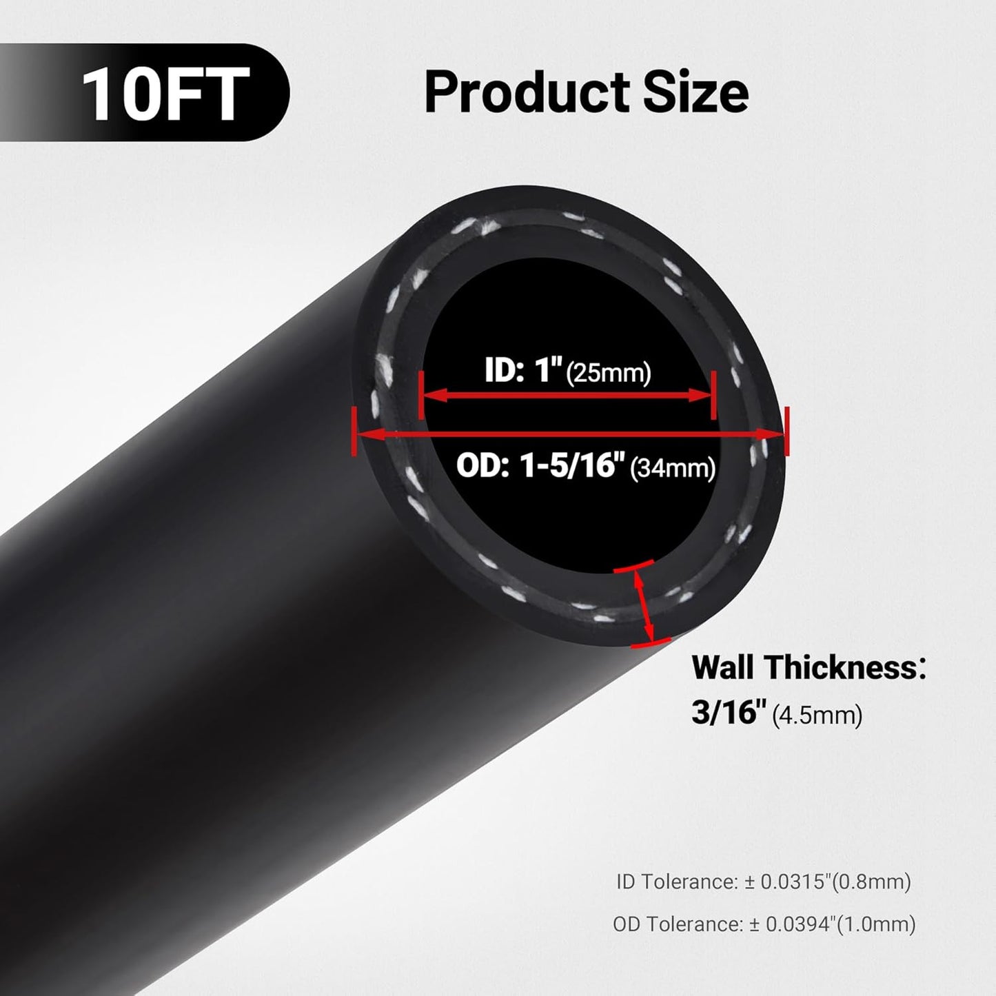 EVIL ENERGY 1" Heater Hose Coolant Radiator Straight 60PSI SAE 20R3 10FT Black