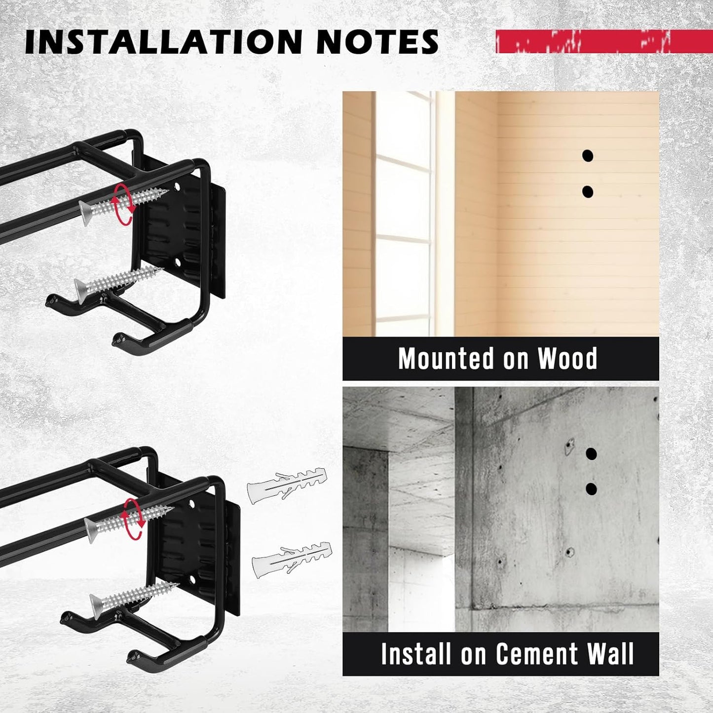 2-Piece 9.4" Heavy Duty Garage Hooks, Sturdy Utility Hooks Holds 55 LB Wall Mount Garden Tool Organizer Hangers for Hanging Shovel Ladder Chairs Strollers Power Tool Tire and More (Black)