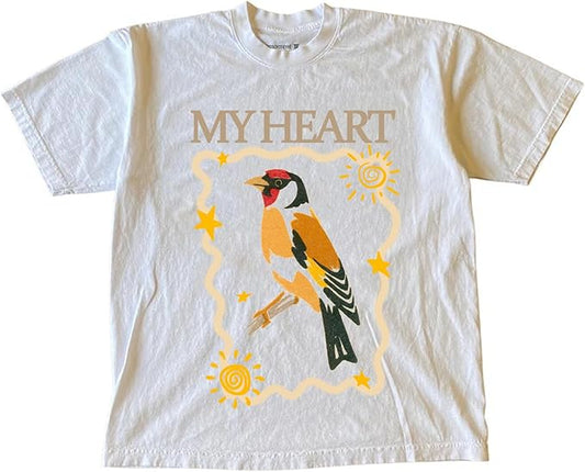 Y2k Graphic Print Tees Vintage Stamp Tee Coastal Clothes Oversized Aesthetic Tops Cute Tshirt
