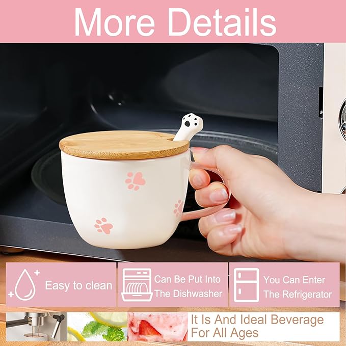 BigNoseDeer Kawaii Cat Mug with 3D Kitty Inside Cute Mugs Ceramic Tea Cup Coffee Mug Gifts for Women Girlfriend Kids White Elephant Gifts (13oz)
