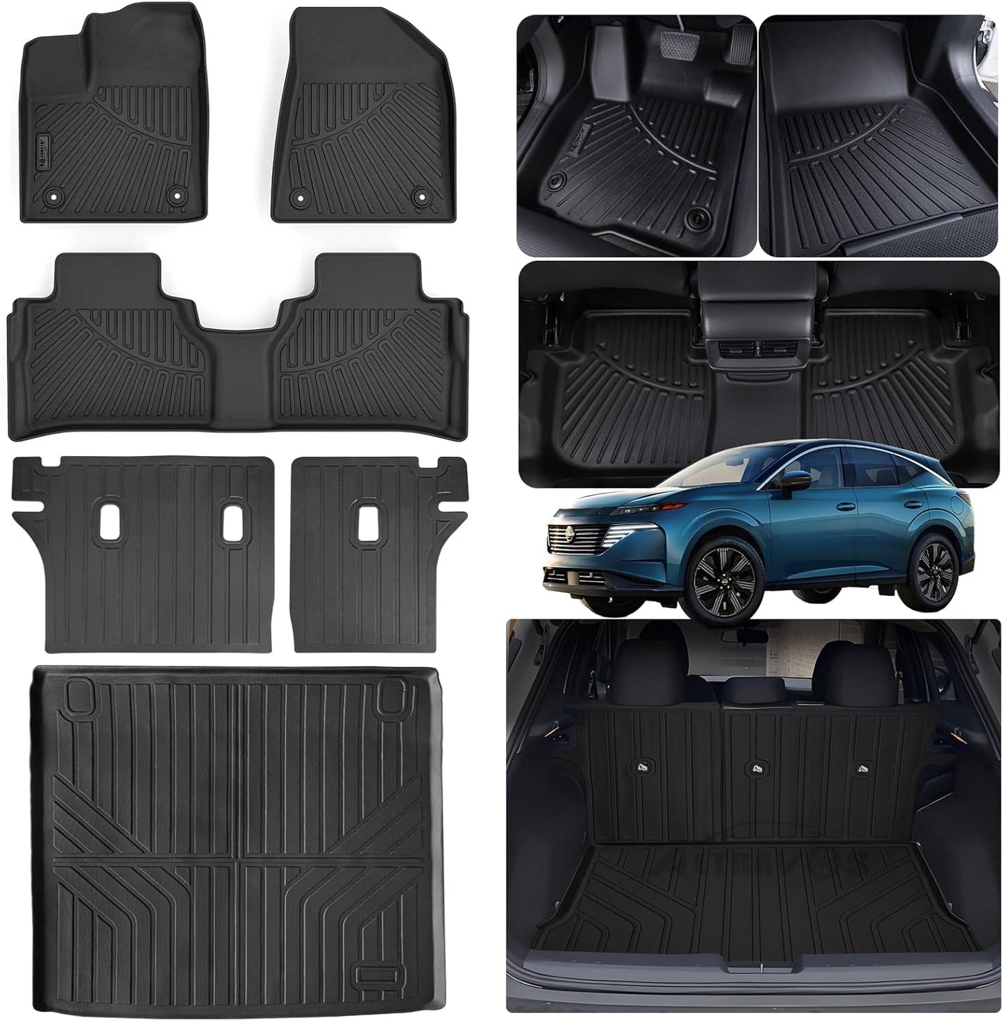 Floor Mat with Trunk Mat for 2025 Nissan Murano with Velcro Backrest Mat TPE All Weather Protection Floor Liners & Cargo Liners Covering The Backrest Accessories
