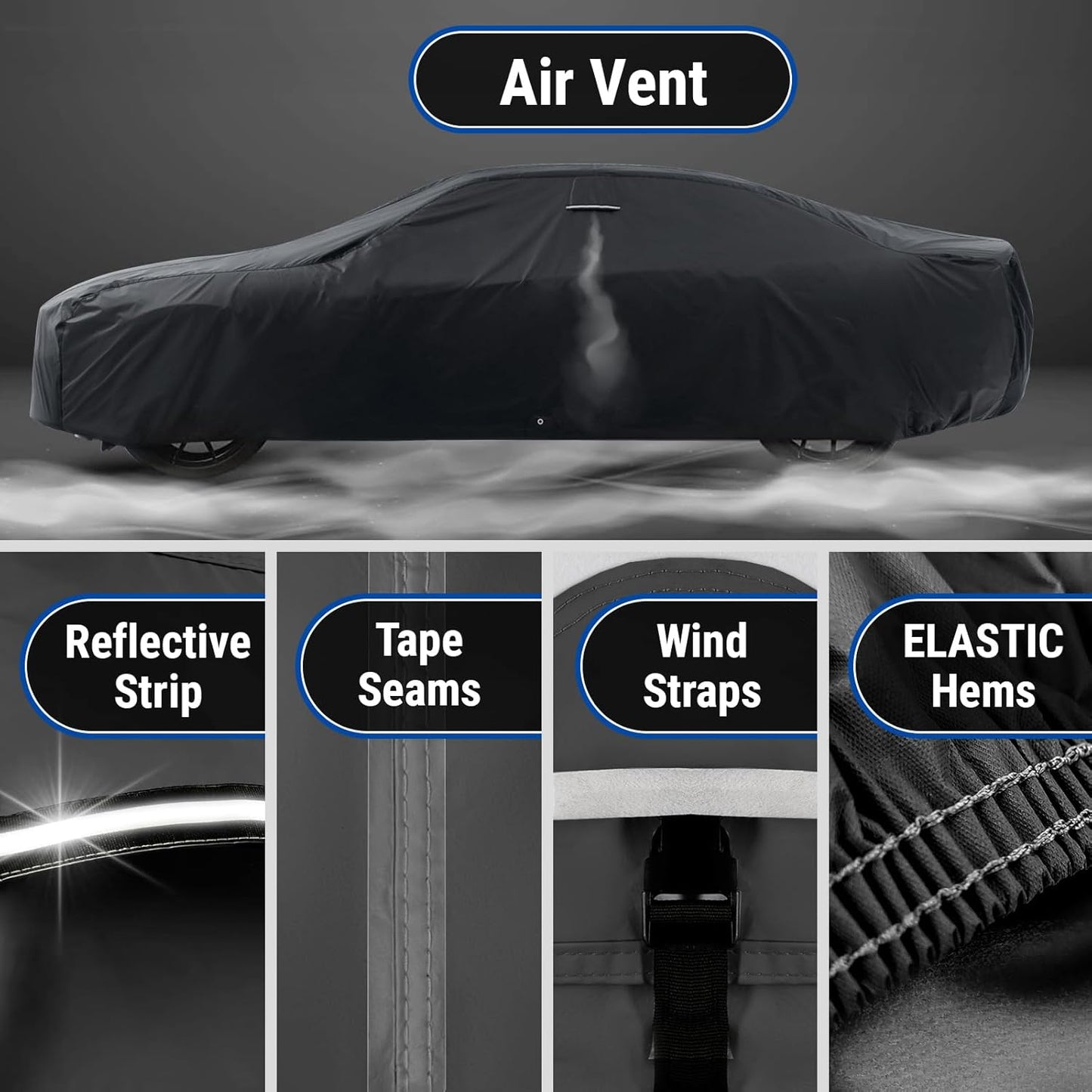 iCarCover Custom Car Cover for Pontiac Lemans Hatchback (1988-1993) Waterproof All-Weather Rain Snow UV Sun Protector Full Exterior Indoor Outdoor Car Cover (Stripe - Black/Red)