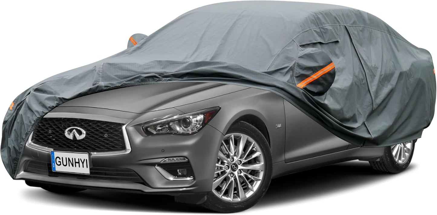 Premium Car Cover Custom Fit Infiniti Q50 Sedan (2013-2025), 16 Layers Heavy Duty Car Cover Waterproof All Weather with Zipper Door for Sun Rain Snow Dust Uv Protection