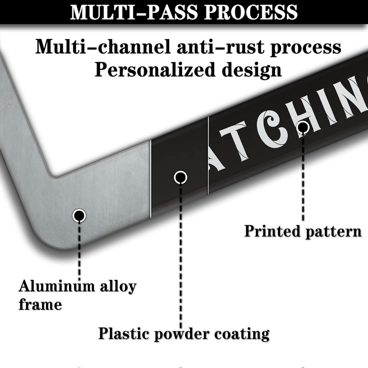 License Plate Cover Black and White License Plate Frames I’D Rather Be Watching Anime Aluminum Metal Car Accessory 2 Pack with Screw Covers Set