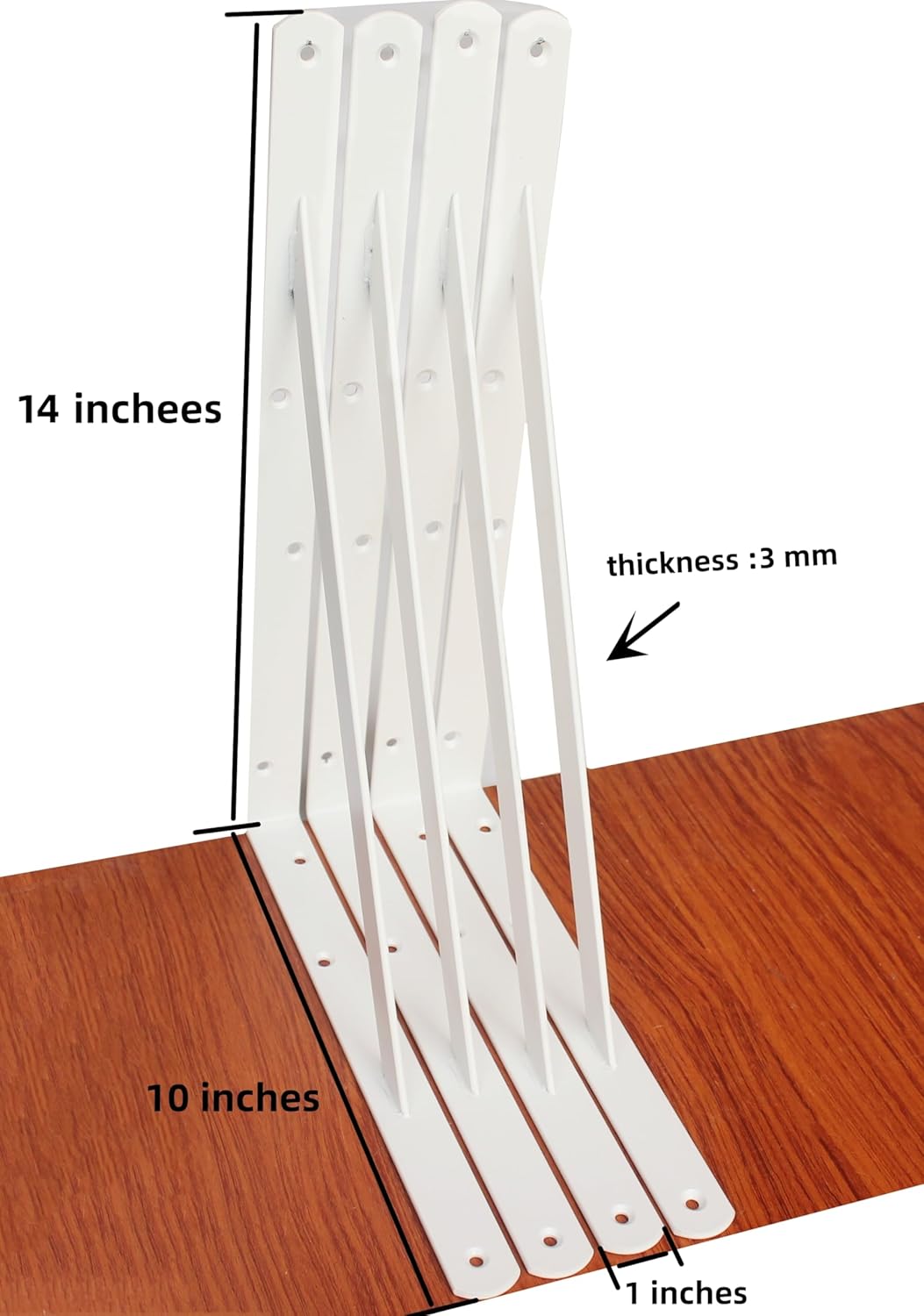 16 Pack L14 x H 10" White Heavy Duty Shelf Brackets with Screws Metal Shelf Brackets Shelf Support Angle Brackets for Shelves L Brackets Heavy Duty Floating Shelf