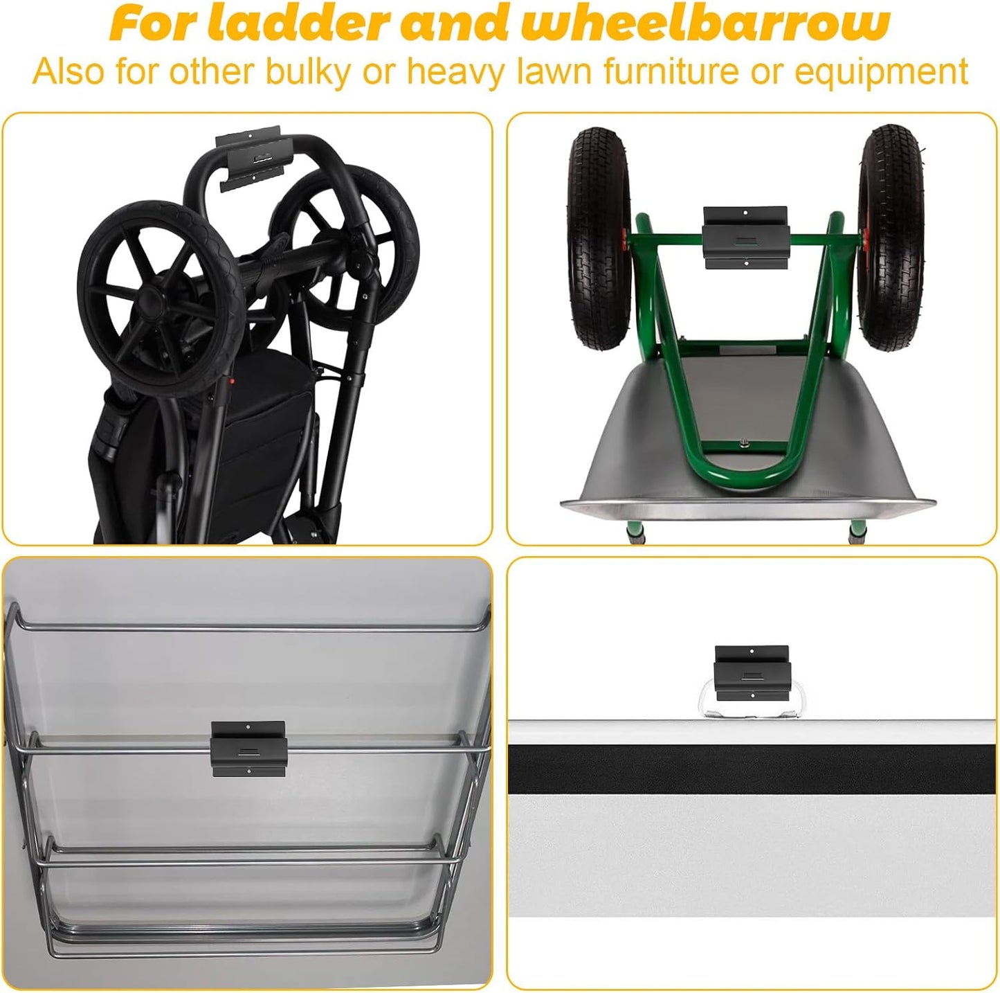 Heavy-Duty Ladder Hanger-Wall Mount Ladder Hooks for Ladder Storage-Wheelbarrow Hangers for Garage Wall-4 Pack(4 P)