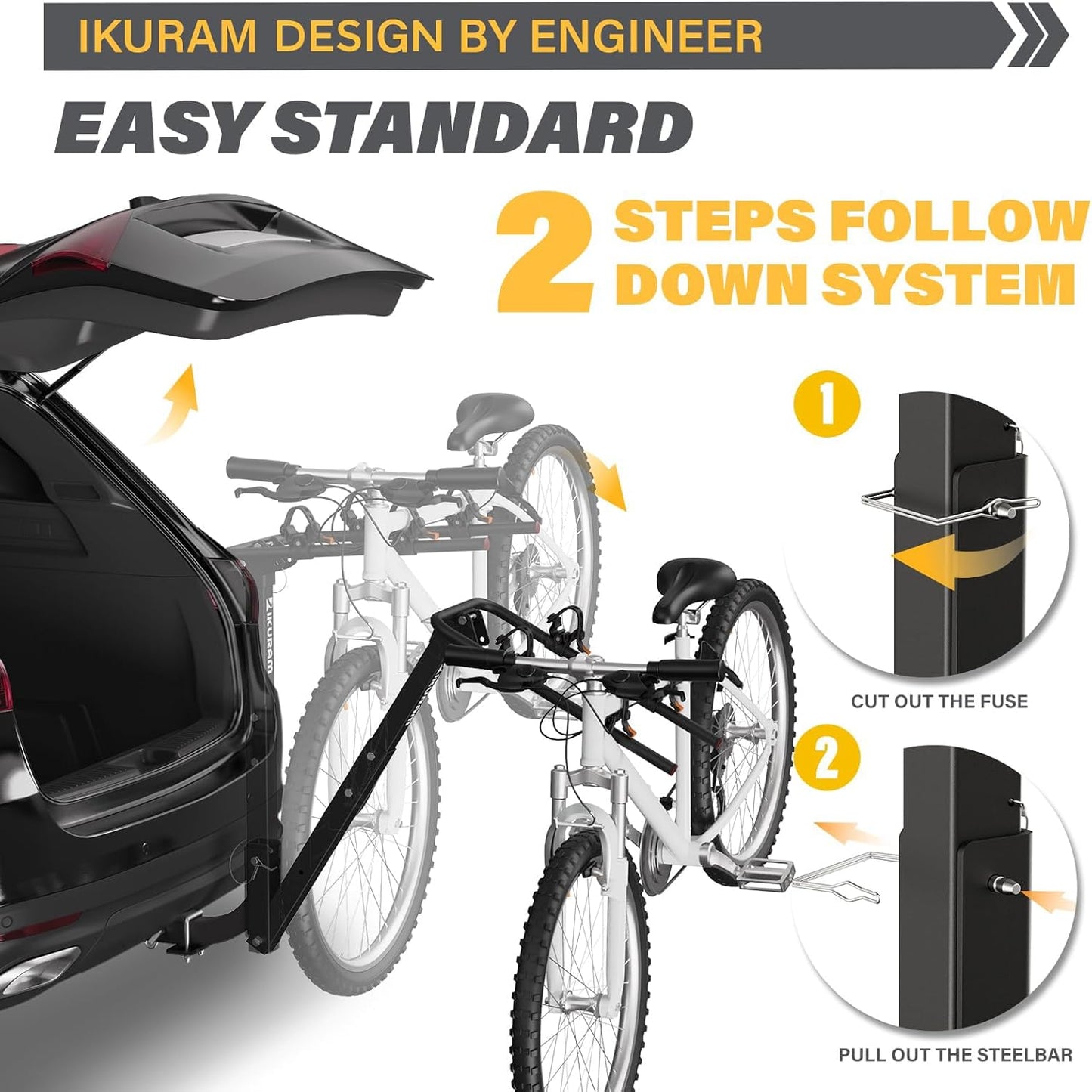 2 Bike Rack Bicycle Carrier Racks Hitch Mount Double Foldable Rack for Cars Truck SUV Fits 2" Hitch Receiver, Including Anti-Rattle Hitch Tightener