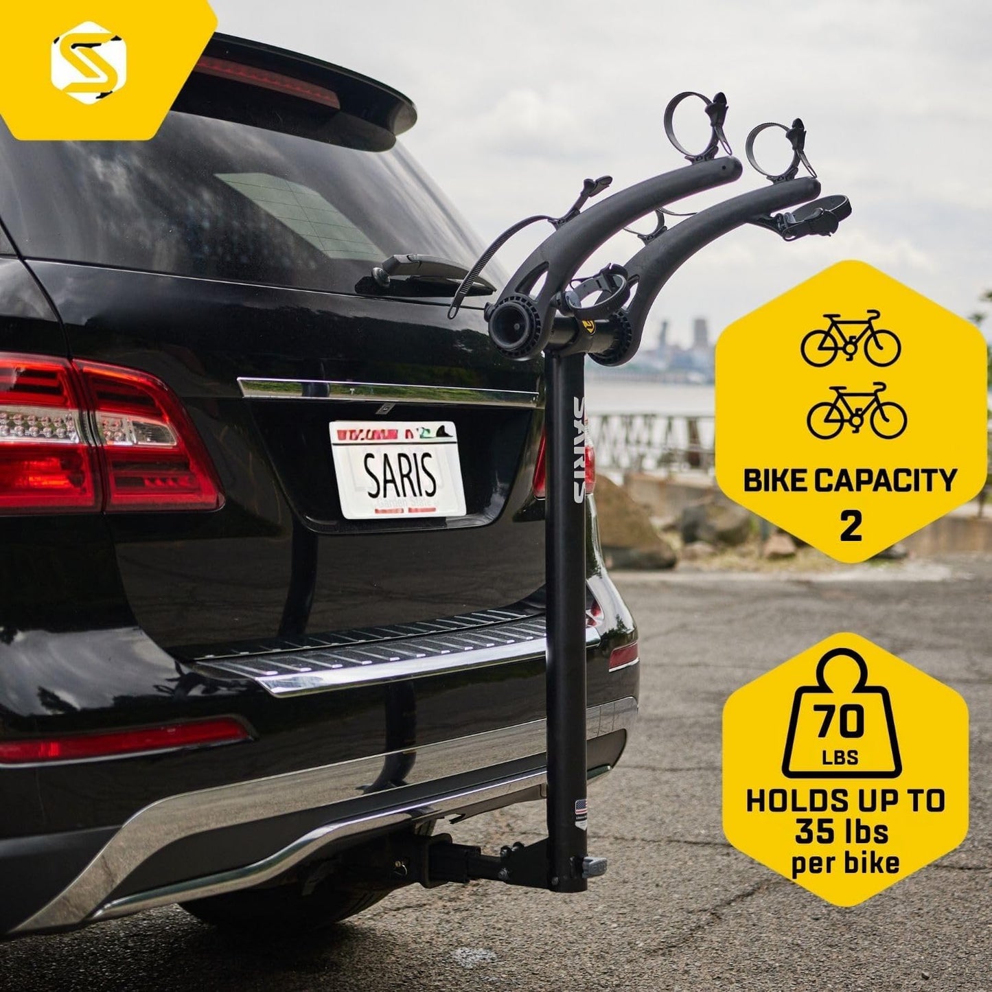 Saris Bones 2-Bike Hitch Rack Bicycle Carrier, with Easy Fold Design and Tilting Base