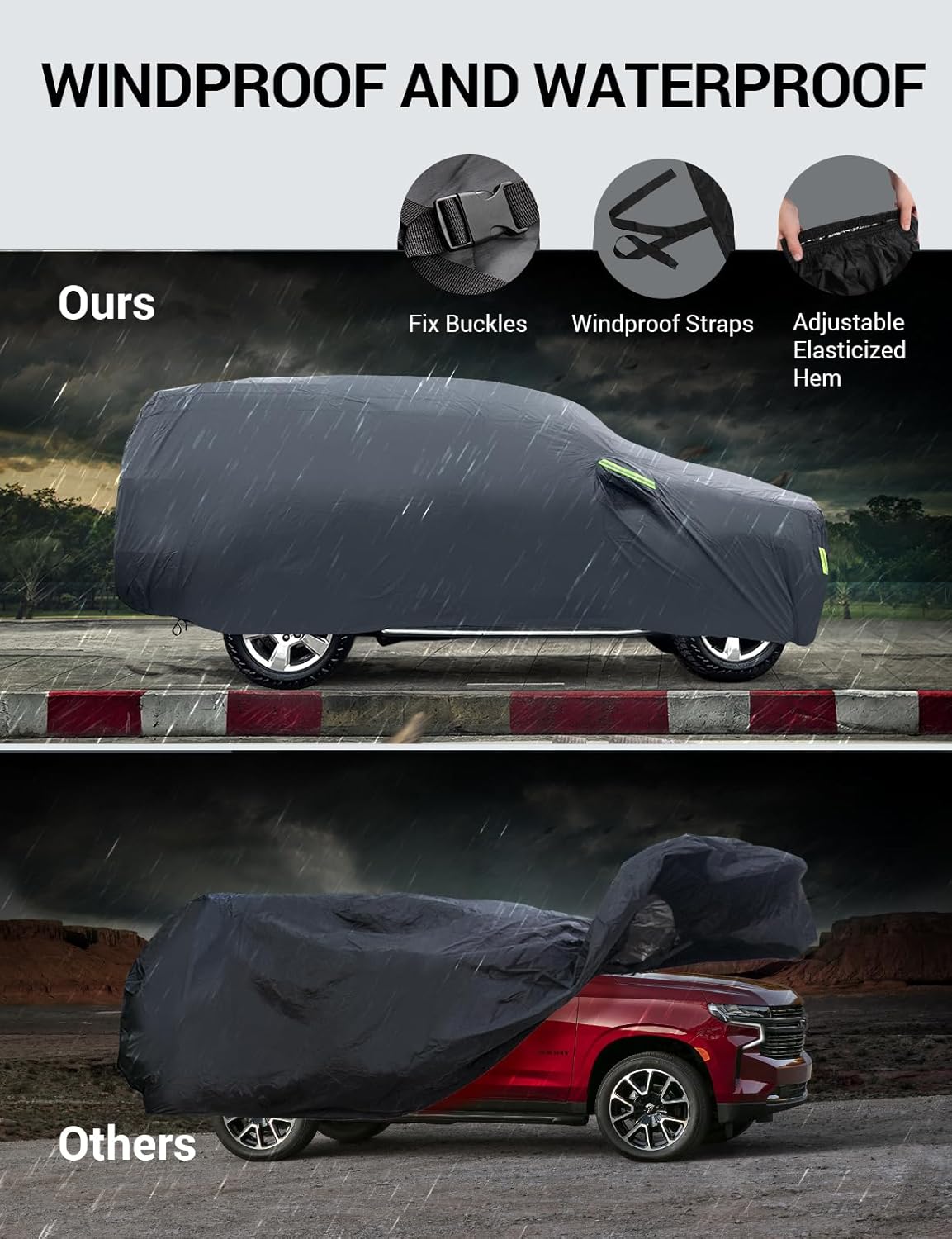 Proadsy 2025 Upgrade SUV Car Cover Compatible with Honda Pilot 2002-2024 2025 Windproof All Weather Waterproof Sun Rain UV Dust Snow Protection Outdoor Covers