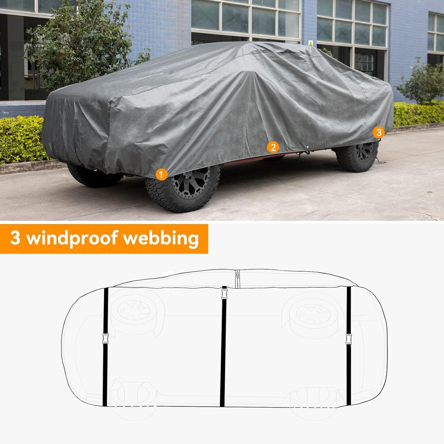 XCAR Ultra Light Waterproof Truck Car Cover for Automobiles All Weather Protection, Windproof & Breathable, Fits Cars Up to 250"