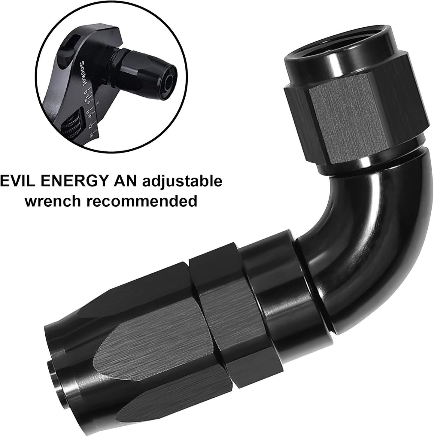 EVIL ENERGY 10AN 90 Degree One Piece Full Flow Hose End Fitting Swivel For CPE Braided Hose