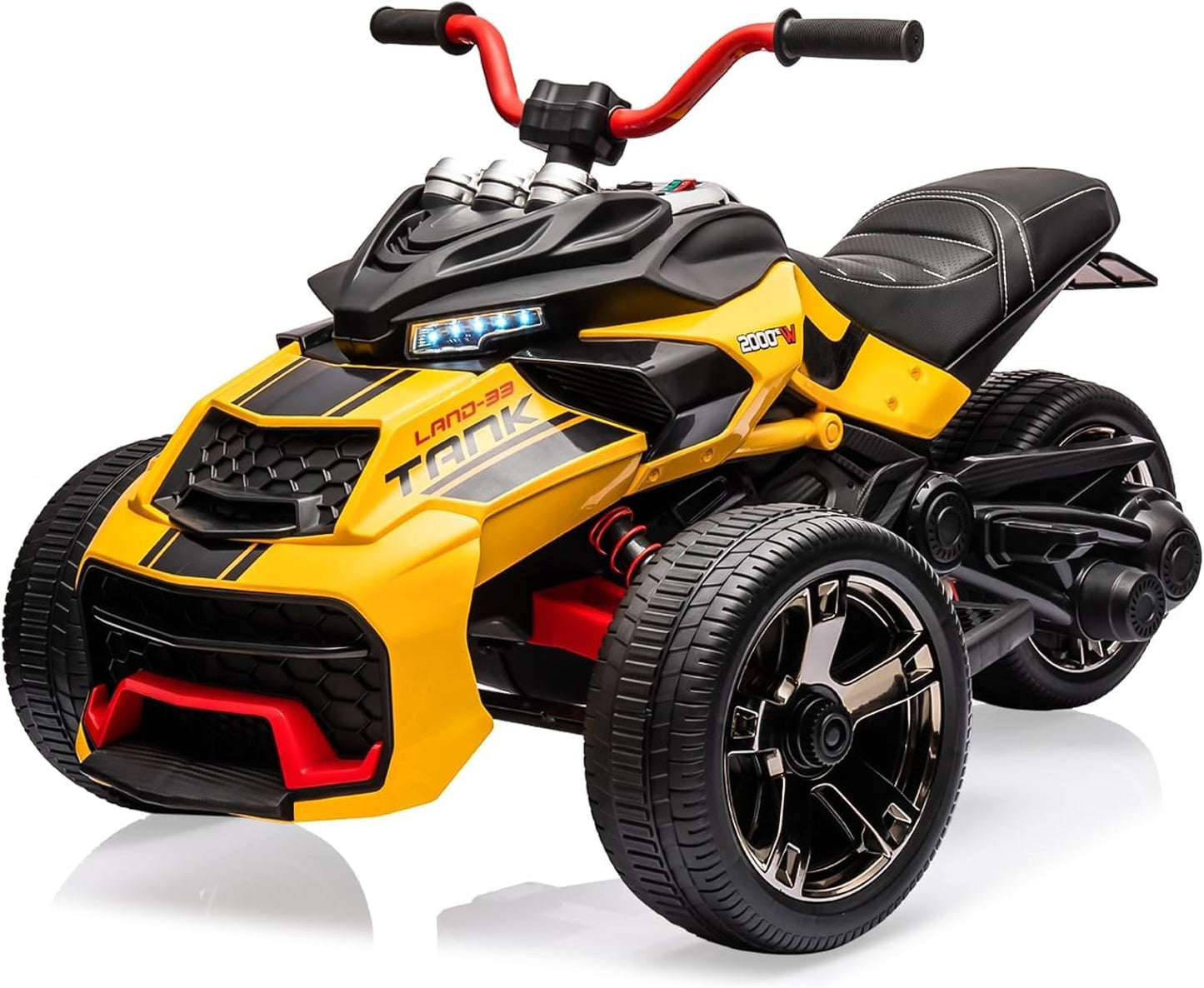 12V Kids Electric Ride-On Car with Parent Remote Control, 7MPH, 2 Speeds, 2x55W Motor, LED Lights, Music, USB & EVA Tires, 3 Wheel Battery Powered Toy Vehicle for Toddlers