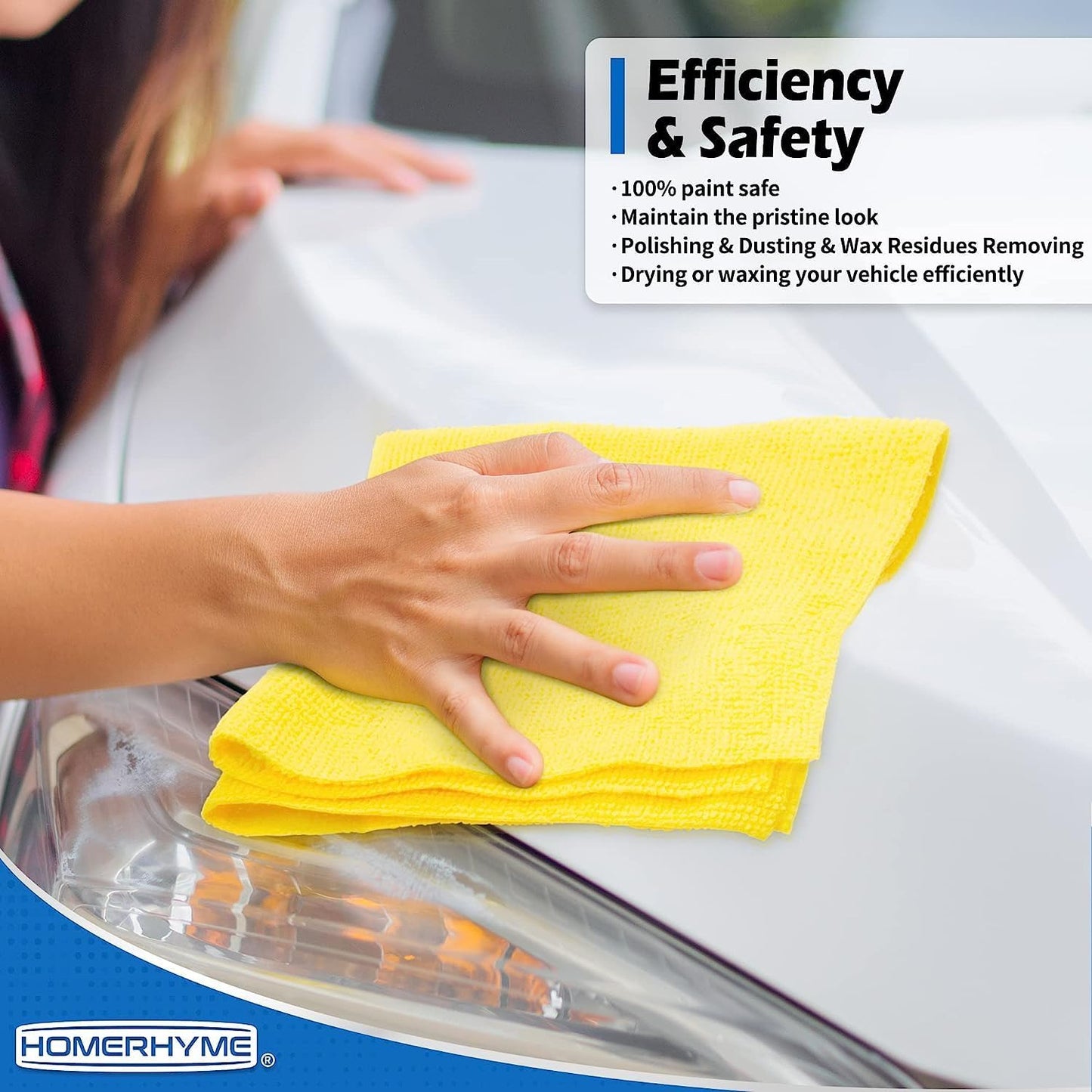 HOMERHYME Microfiber Towels for Cars, 24 Pack Microfiber Cleaning Cloths, 11.5"*11.5" Cleaning Rags Towels Bulk Absorbent Lint-Free, All-Purpose for Detailing, Office, Household Cleaning