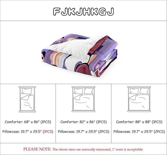 Black Girl Comforter for Full Size Bed, Purple African American Girl Full Bedding, Microfiber Soft 3 Piece Quilt Set, 1 Comforter + 2 Pillowcases