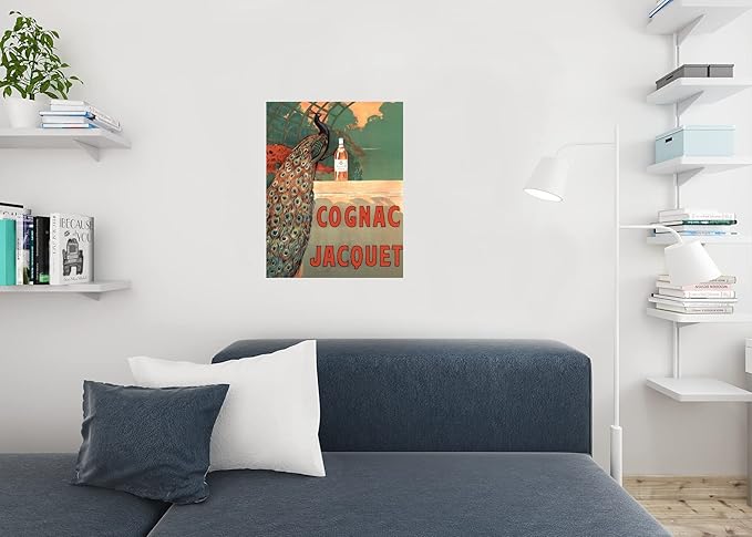 Camille Bouchet Cognac Jacquet Peacock Vintage French Brandy Beverage Advertisement Cool Wall Art Print Poster 24x36